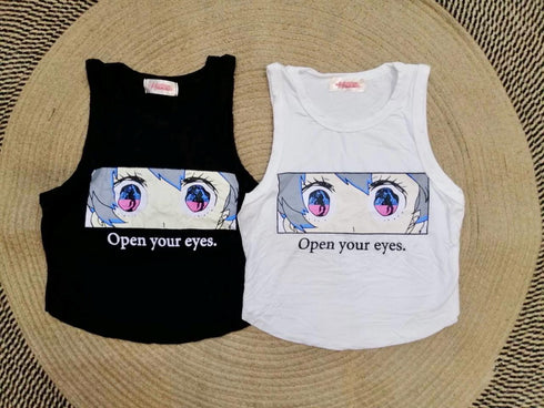Anime Printed Half Sleeves Crop Tops
